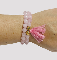 Pulsera Código Sagrado de Piedra Natural Cuarzo Rosa