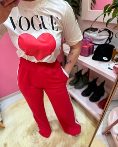 Calça pantalona Track vermelho - Diamante Rose | Moda feminina Esteio | Loja de roupas feminina