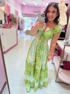 Vestido longo indiano verde