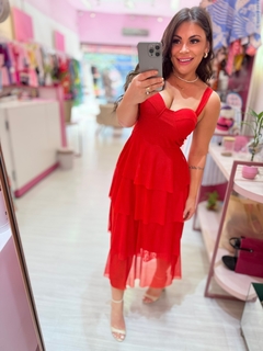 Vestido midi Alice babado vermelho - comprar online