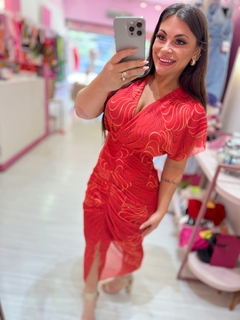 Vestido midi transpassado Mika - Diamante Rose | Moda feminina Esteio | Loja de roupas feminina