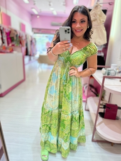 Vestido longo indiano verde - comprar online