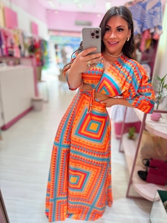 Vestido longo multiformas laranja