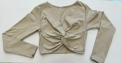 Blusa decote transpassado nude