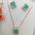 Conjunto Carrê Fusion Verde Banhado a Ouro 18K