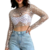 Blusinha Manga Longa Transparente Pérolas Cropped Reveillon - comprar online