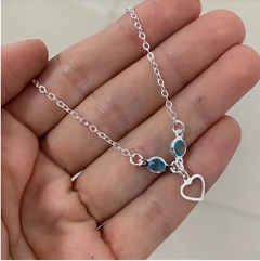 Pulseira Coração Central Com Zircônias Azuis - comprar online