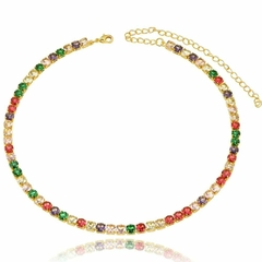 Choker em Zircônia Coloridas Banhada a Ouro 18k