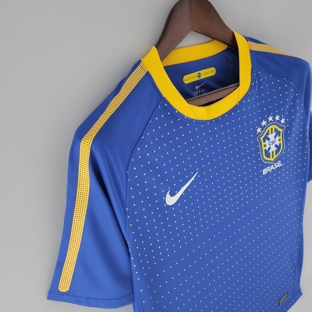 Camisa Brasil 2010 away azul retrô - Frete grátis