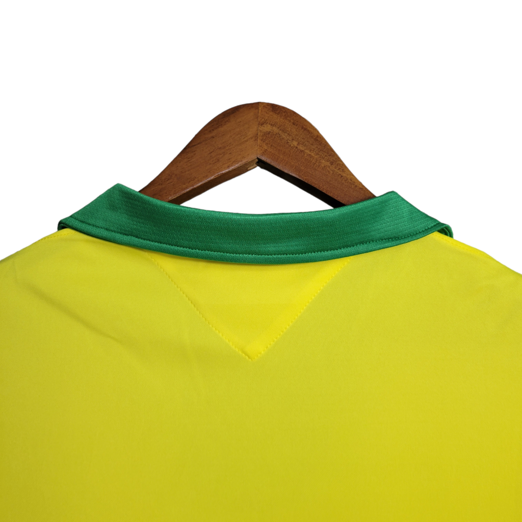 Camisa Seleção Brasileira Retrô I 1958 Torcedor Masculina - Amarela com  detalhes verdes
