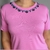 Blusa rosa com gola bordada - comprar online