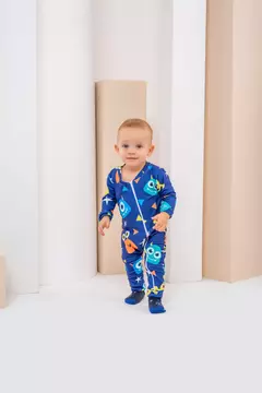 Macacão Monstrinhos - Azul - Meu Pijama