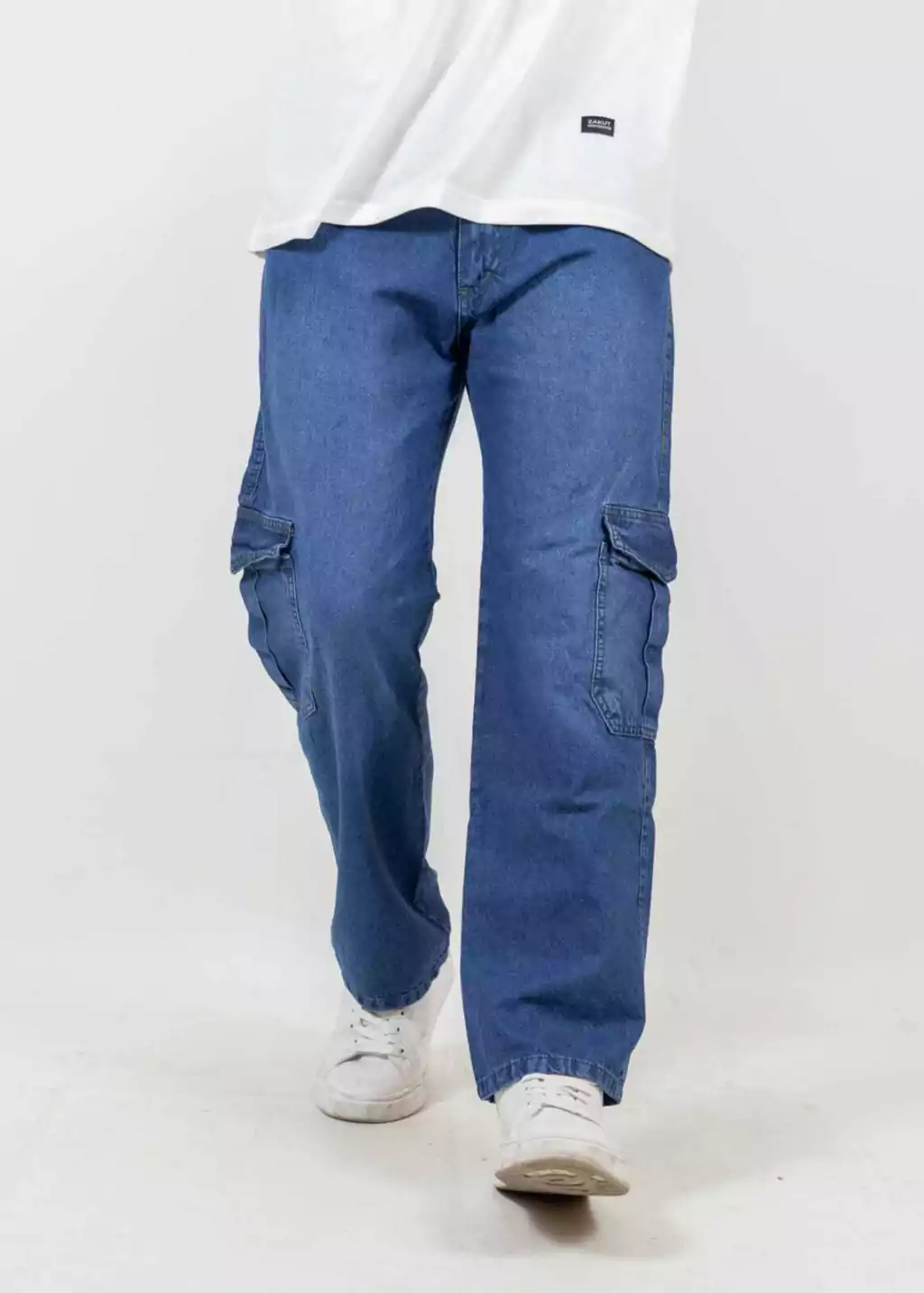 JEANS CARGO RECTO AZUL