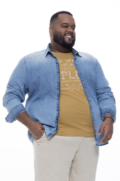 Camisa Jeans Masculina Manga Longa Plus Size - comprar online