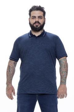 Camisa Polo Masculina Plus Size Petroleo