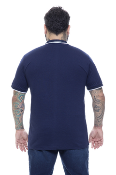 Camisa Polo Masculina Plus Size Azul Ziper