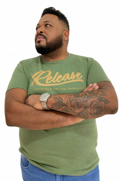 Camiseta Masculina Plus Size Estampada Release - comprar online