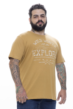 Camiseta Masculina Plus Size Estampada Explore