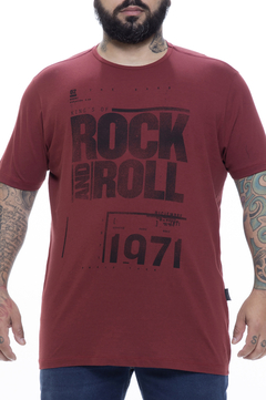 Camiseta Masculina Plus Size Estampada Rock