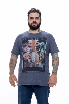 Camiseta Masculina Plus Size Estampada Raio-X