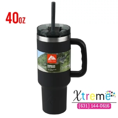 Taza de vacío de acero inoxidable, taza térmica de 40 oz con aislamiento en frío, taza de café, taza térmica compacta y negra.