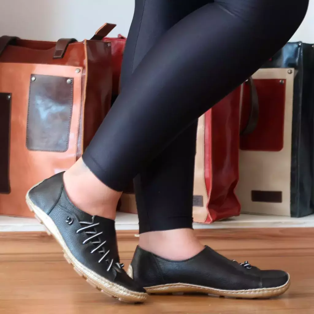 T nis Feminino Confort vel Estilo Sapat nis Em Couro Compre na Zam
