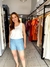 Short juliana azul bebe em renda com fios dourados - loja online