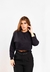 Cropped moleton manga longa preto - loja online