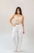 Pantalona de paetê branco com bolso frontal - comprar online