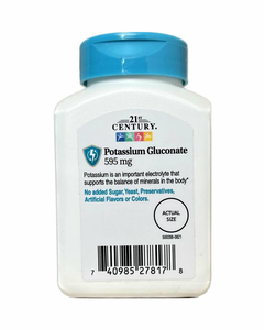 Gluconato De Potasio - 595 Mg - 100 Capsulas - 21st Century en internet