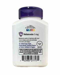 Melatonina 5MG - 21st Century - 100 Comprimidos - VIDACARDEL