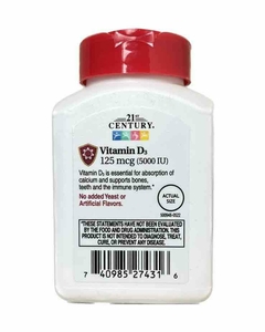 Vitamina D3 - 5000iu-125mcg - 100 Capsulas - 21st Century - - VIDACARDEL