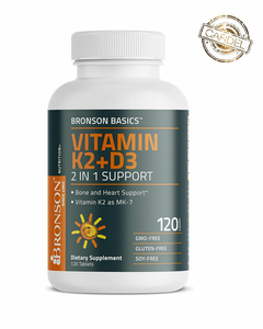 VITAMINA K2+D3 - BRONSON - 90MCG/5000IU - 120 CAPSULAS -