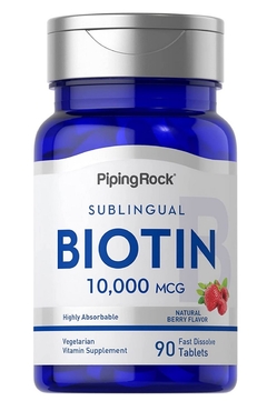 Biotina Capsulas Sublingual - Pipingrock - 10.000 MCG - 90 CAPSULAS