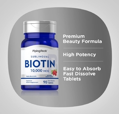 Biotina Capsulas Sublingual - Pipingrock - 10.000 MCG - 90 CAPSULAS - VIDACARDEL