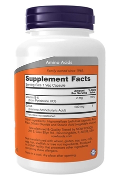 Gaba - Now Supplements - 500 MG - 100 CAPSULAS - comprar online