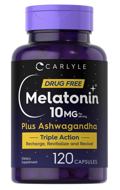 MELATONINA CON ASHWAGANDHA - 10 MG CON 750 DE ASHWAGANDHA - CARLYLE - 120 CAPSULAS