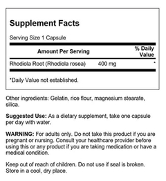 RHODIOLA ROSEA ROOT - SWANSON - 400 MG - 100 CAPSULAS - comprar online