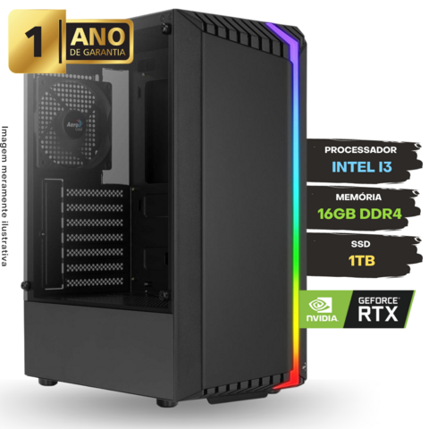 PC Gamer Intel I3 13100F / 16GB DDR4 / SSD 1TB NVme / RTX 3060 12GB / PSU  600W 80+