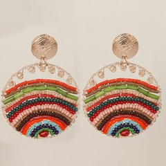 18k gold-plated earring, embroidered with colorful jablonex predaria and crystals.