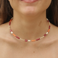 18k gold-plated chocker, embroidered with murano, ceramic.