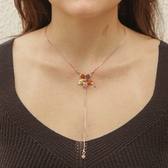 18k gold-plated necklace, embroidered with crystal and a mix of colored jablonex stones.