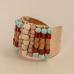 Adjustable ring, 18k gold plated, embroidered with colored jablonex stones.