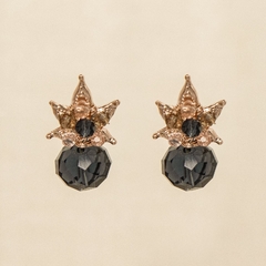 18k gold-plated earring, embroidered with a mix of blue, pink, smoky and nude crystals.