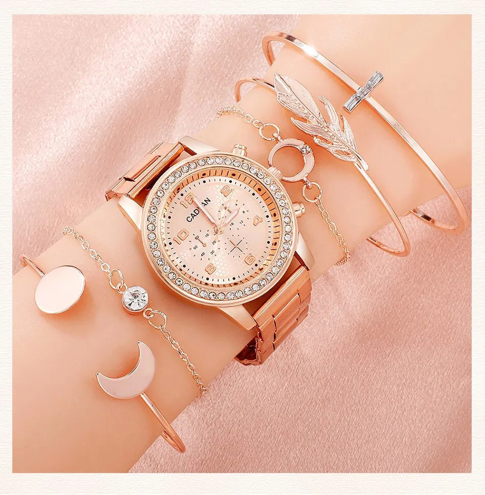 Relógio Feminino Geneva com Bracelete com Detalhes em Strass