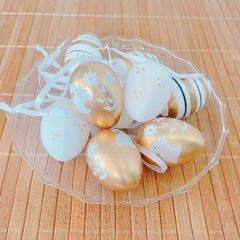 Saco com Mini Ovos Ouro e Branco - comprar online