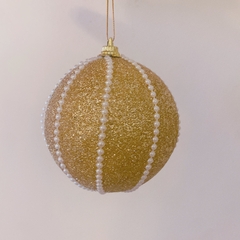 Bola de Natal Dourada com Mini Pérolas