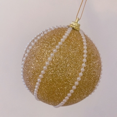 Bola de Natal Dourada com Mini Pérolas - comprar online