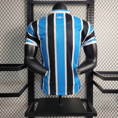 Camisa Grêmio I 23/24 - Masculino Jogador - Azul, Preto e Branco - comprar online