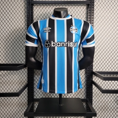 Camisa Grêmio I 23/24 - Masculino Jogador - Azul, Preto e Branco